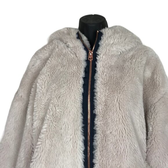 LUCKY Brand Zip Up Faux Fluffy Hooded Teddy Jacket Coat Size L - Picture 3 of 7